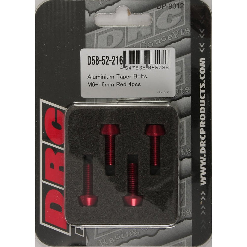 Aluminum Taper Bolts Red M6x16mm 4/Pk