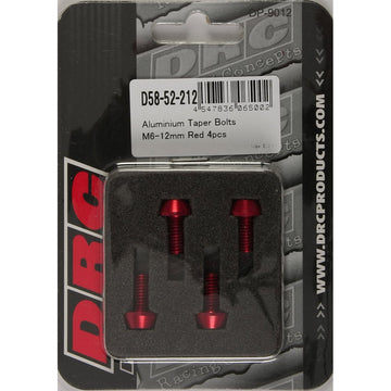 Aluminum Taper Bolts Red M6x12mm 4/Pk