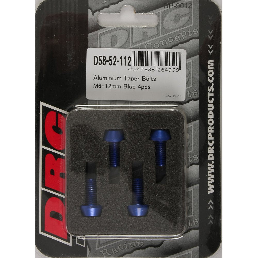 Aluminum Taper Bolts Blue M6x12mm 4/Pk