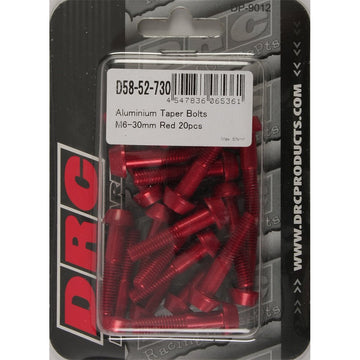 Aluminum Taper Bolts Red M6x30mm 20/Pk
