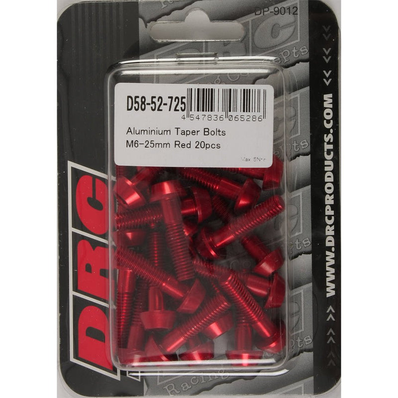 Aluminum Taper Bolts Red M6x25mm 20/Pk