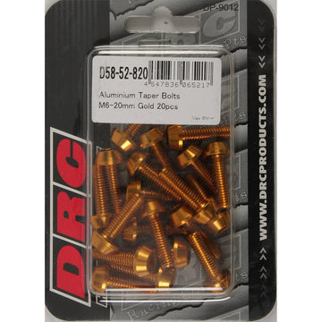 Aluminum Taper Bolts Gold M6x20mm 20/Pk