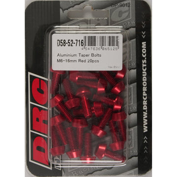Aluminum Taper Bolts Red M6x16mm 20/Pk
