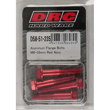 Aluminum Flange Bolts Red M6x35mm 4/Pk