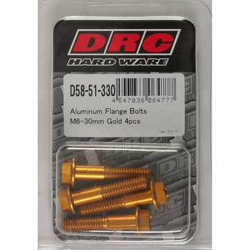 Aluminum Flange Bolts Gold M6x30mm 4/Pk