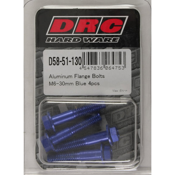 Aluminum Flange Bolts Blue M6x30mm 4/Pk