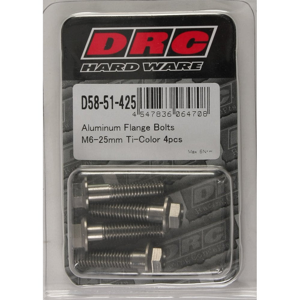 Aluminum Flange Bolts Titanium M6x25mm 4/Pk