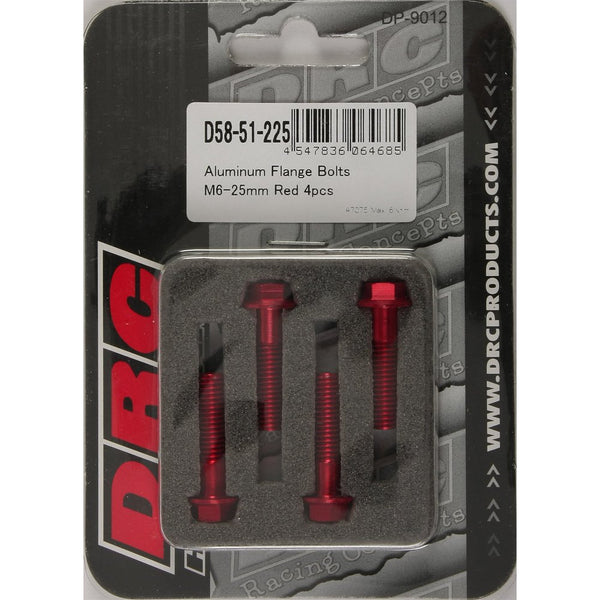 Aluminum Flange Bolts Red M6x25mm 4/Pk
