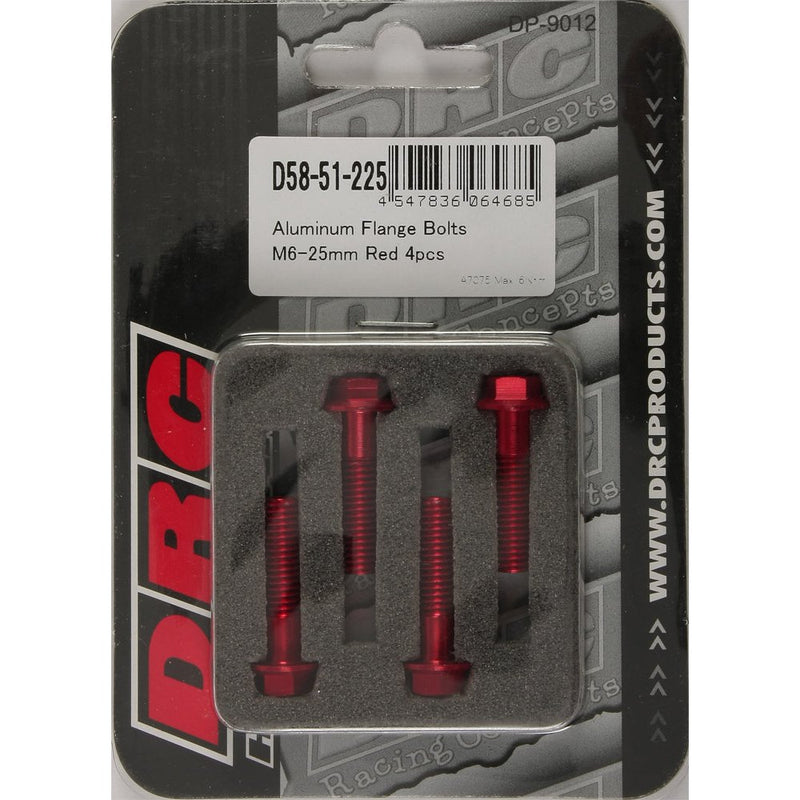 Aluminum Flange Bolts Red M6x25mm 4/Pk