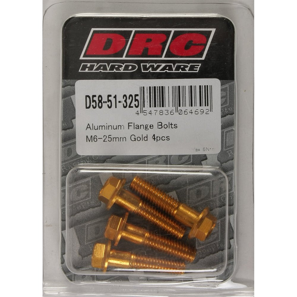 Aluminum Flange Bolts Gold M6x25mm 4/Pk