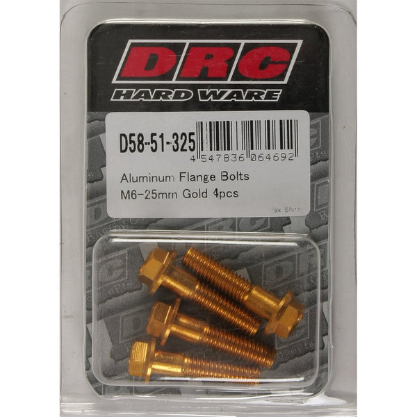 Aluminum Flange Bolts Gold M6x25mm 4/Pk