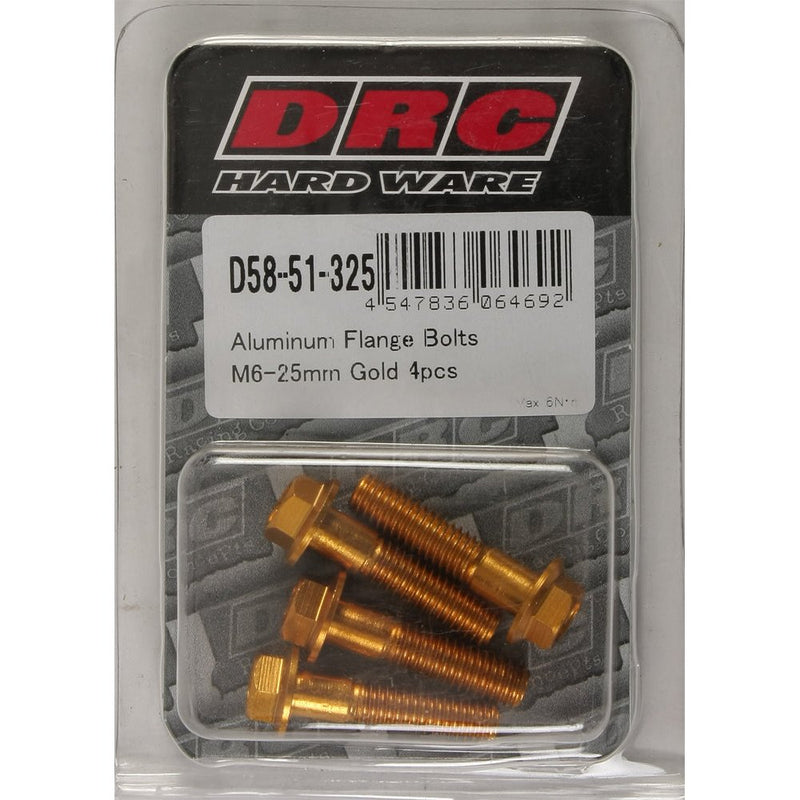 Aluminum Flange Bolts Gold M6x25mm 4/Pk