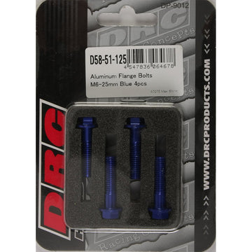 Aluminum Flange Bolts Blue M6x25mm 4/Pk