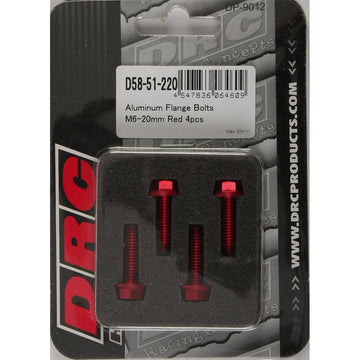 Aluminum Flange Bolts Red M6x20mm 4/Pk