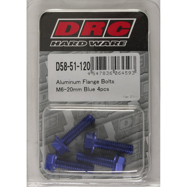 Aluminum Flange Bolts Blue M6x20mm 4/Pk
