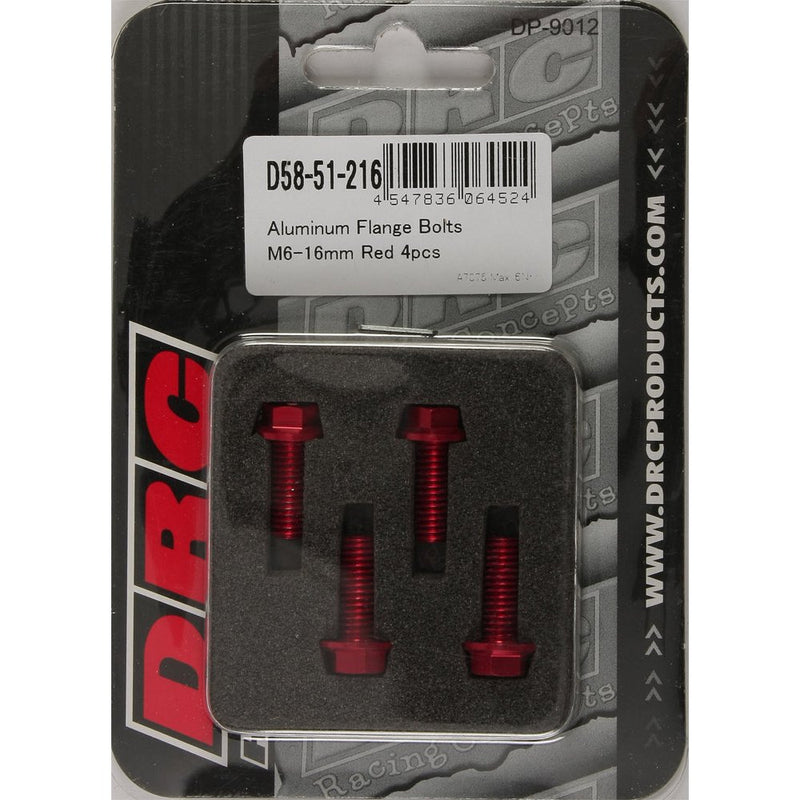 Aluminum Flange Bolts Red M6x16mm 4/Pk