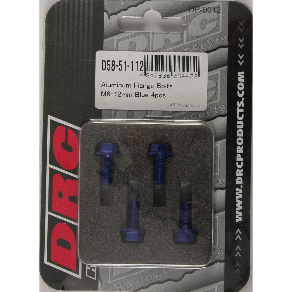 Aluminum Flange Bolts Blue M6x12mm 4/Pk