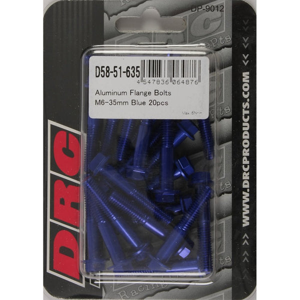 Aluminum Flange Bolts Blue M6x35mm 20/Pk