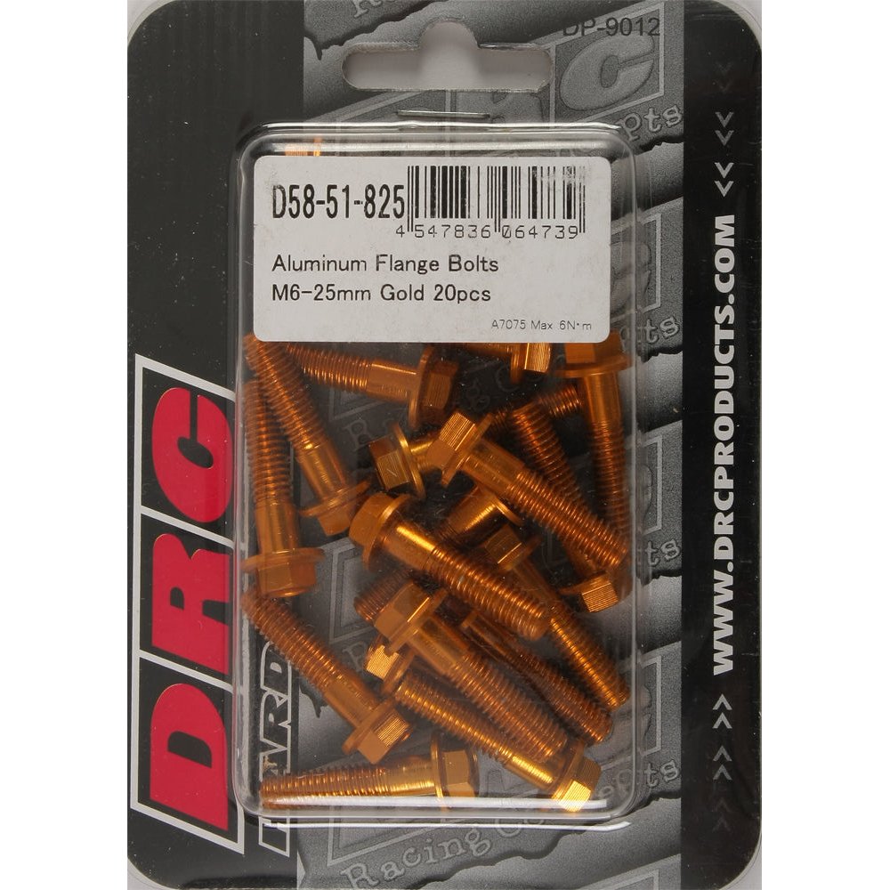 Aluminum Flange Bolts Gold M6x25mm 20/Pk