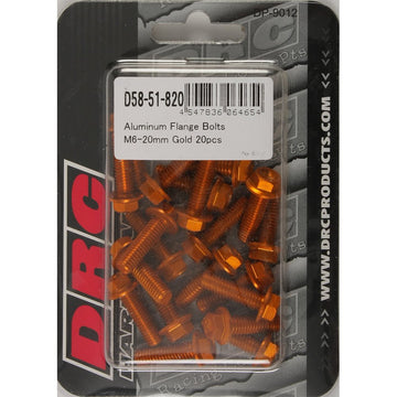 Aluminum Flange Bolts Gold M6x20mm 20/Pk