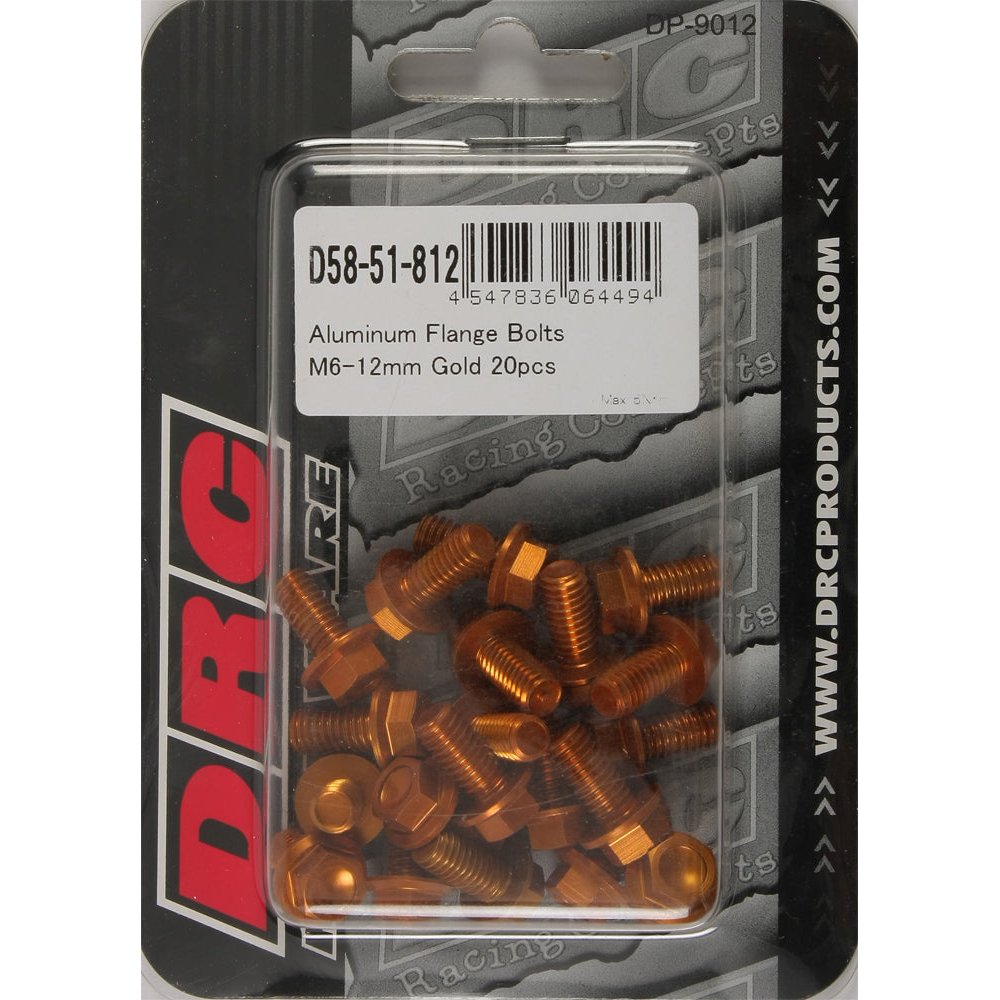 Aluminum Flange Bolts Gold M6x12mm 20/Pk