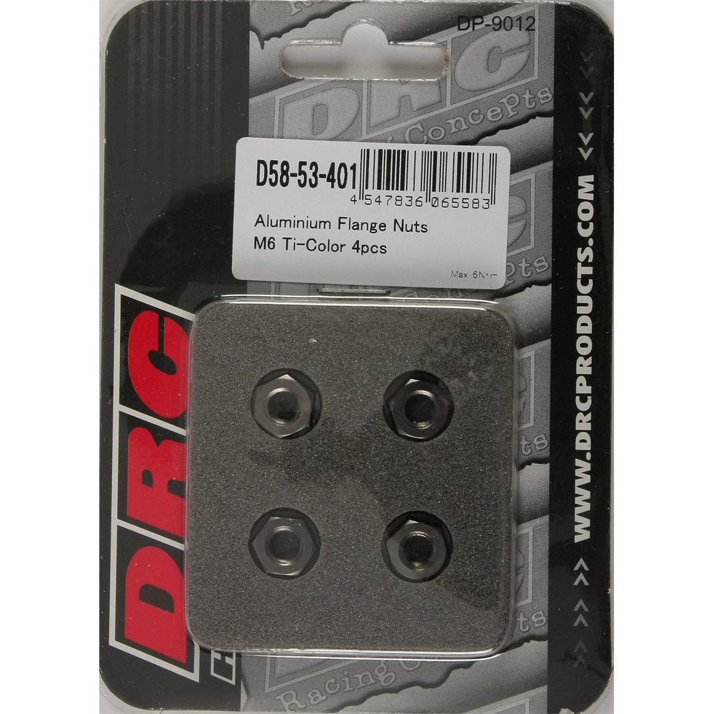 Aluminum Flange Nuts Titanium M6x12mm 4/Pk
