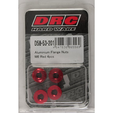 Aluminum Flange Nuts Red M6x12mm 4/Pk