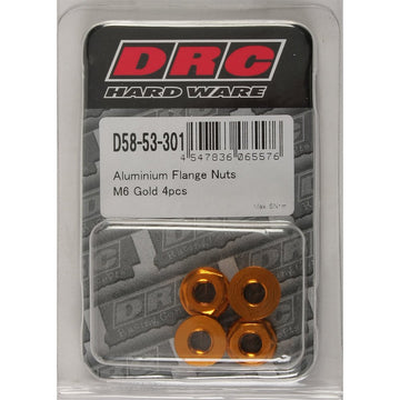 Aluminum Flange Nuts Gold M6x12mm 4/Pk