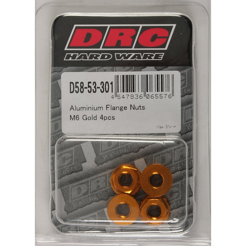 Aluminum Flange Nuts Gold M6x12mm 4/Pk
