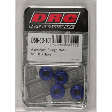 Aluminum Flange Nuts Blue M6x12mm 4/Pk