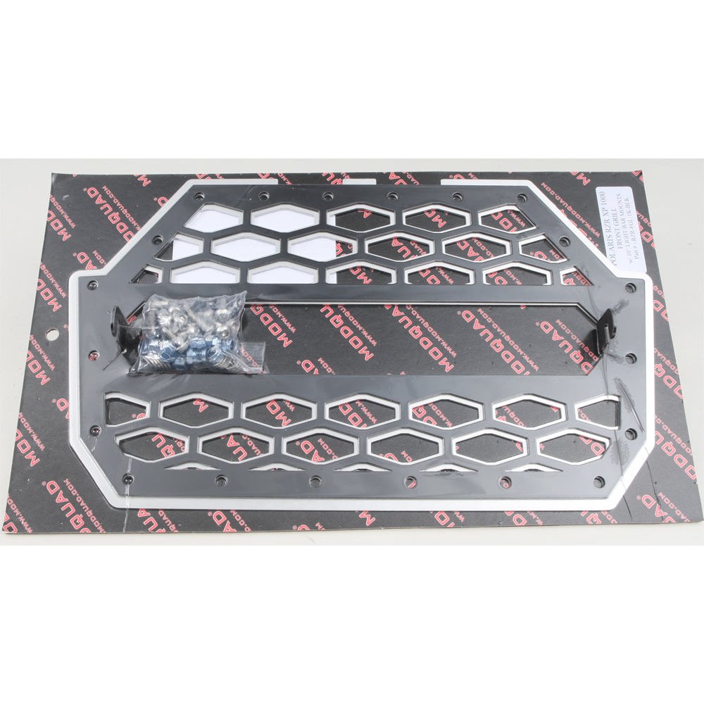 2 Panel Front Grill Black/Silver W/Light Mount