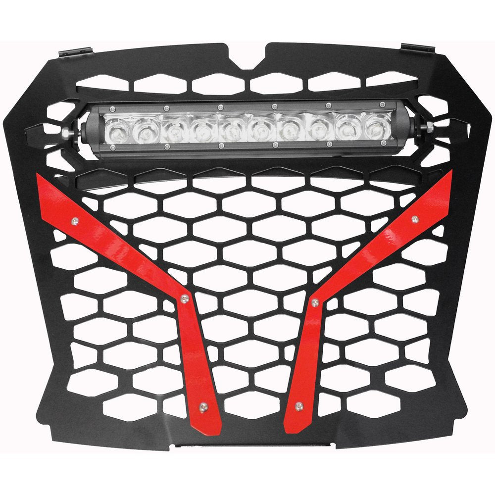 Front Grill Red Pol Rzr S With 10" Light