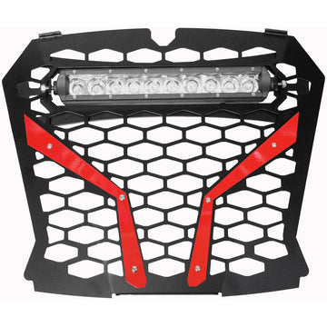 Front Grill Red Pol Rzr S With 10" Light