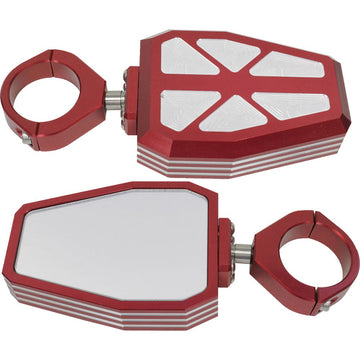 Billet Side Mirrors Diamond Red 1.75"