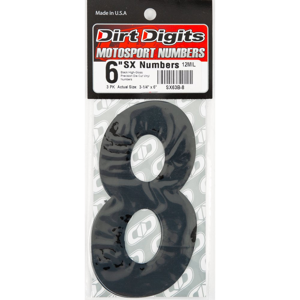#8 6" Black Super X Digits 3/Pk
