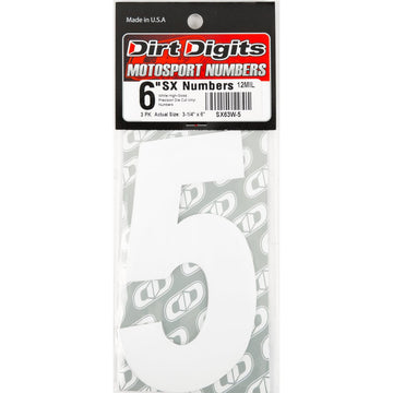 #5 6" White Super X Digits 3/Pk