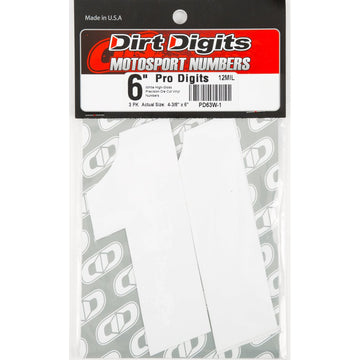 #1 6" White Super X Digits 3/Pk