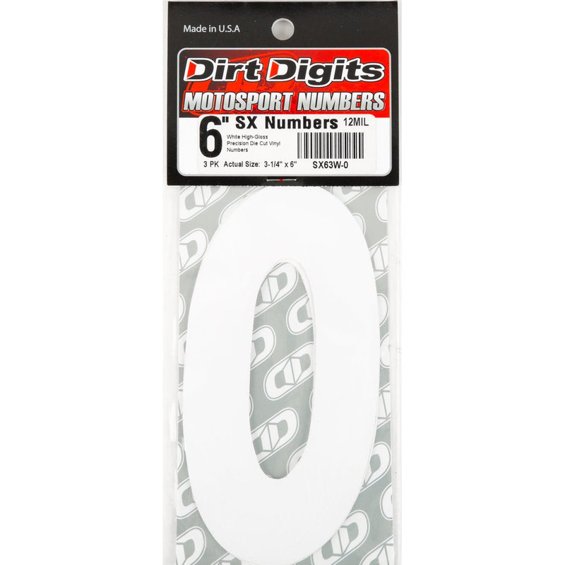 #0 6" White Super X Digits 3/Pk