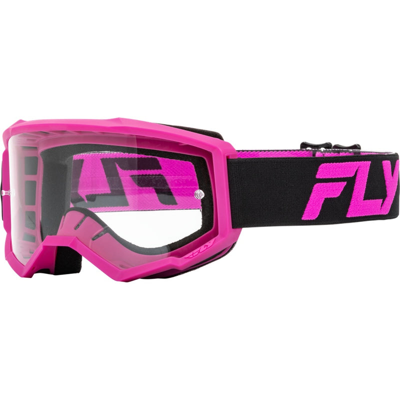 FLY RACING YOUTH FOCUS GOGGLE BLACK/PINK W/ CLEAR LENS