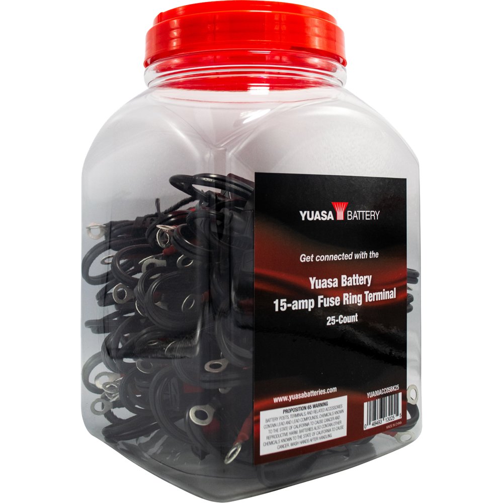 YUASA Ring Terminals - Battery Charger - 15 A - 25 Pack YUA00ACC05BK25