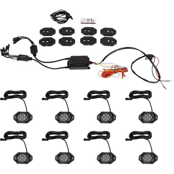 Moose Offroad Rock Light Kit - RGB - 8 Pods 100-3615-PU