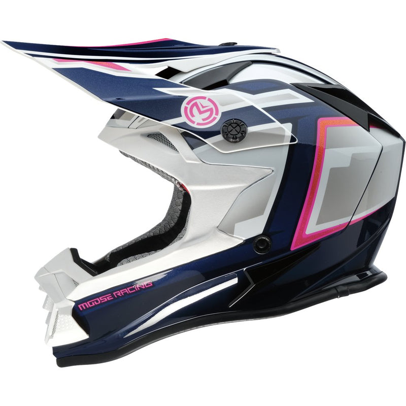 Moose Offroad MR3 Helmet - F.A.F. - White/Navy/Pink - Medium 0110-8949