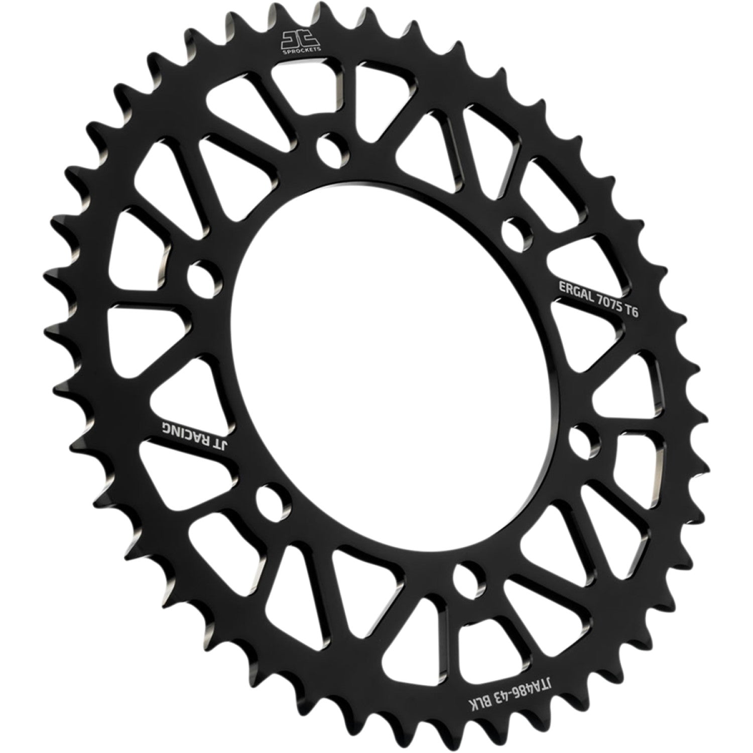 JT SPROCKETS Rear Sprocket - Kawasaki/Yamaha - Black - 43-Tooth JTA486.43BLK by JT Rear Sprockets   Aluminum/Alloy