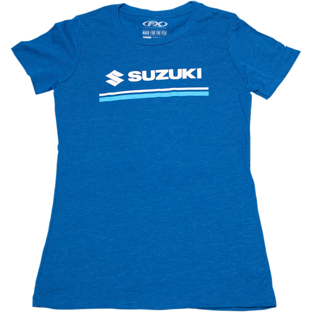 FACTORY EFFEX Women's Suzuki Stripes T-Shirt - Heather Royal Blue - Large 22-87434