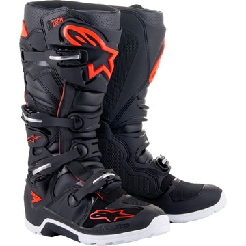 ALPINESTARS Tech 7 Enduro Boots - Black/Red Fluorescent - US 7 2012114-1030-7