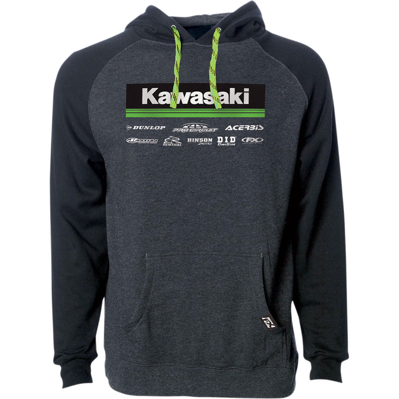 FACTORY EFFEX Kawasaki 21 Racewear Hoodie - Charcoal/Black - Large 24-88124