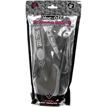 Muc-Off 3-piece premium brush kit packaging on a white background