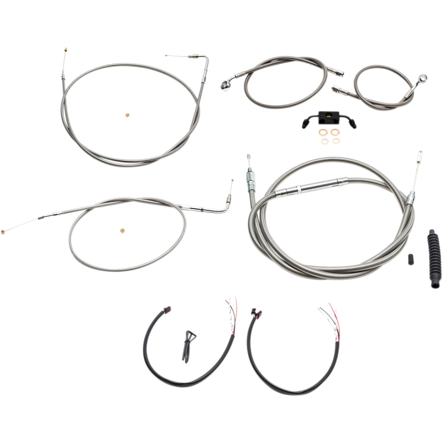 LA Choppers Handlebar Cable/Brake Line Kit - Complete - Mini Handlebars - Stainless LA-8211KT2-08