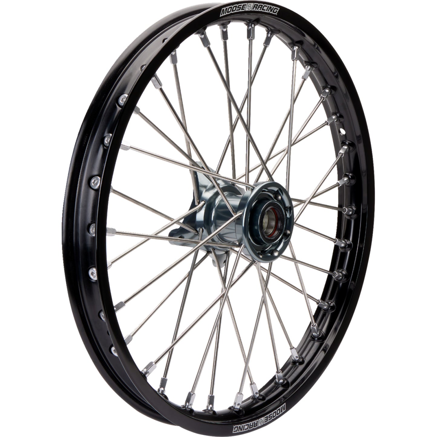 Moose Racing Wheel Assembly - SX-1 - Complete - Front - Black Wheel/Gray Hub - 17x1.4 MF-14017-BKGY