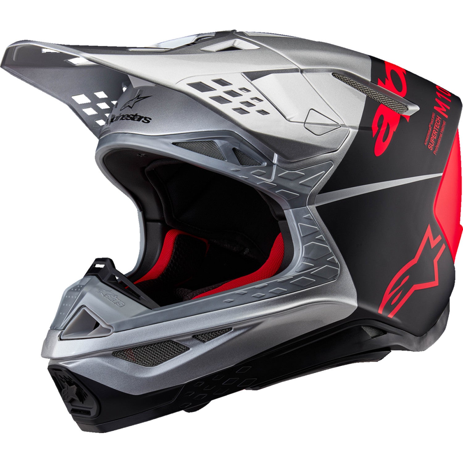 ALPINESTARS Supertech M10 Helmet - Flood - MIPS? - Gloss Silver/Black/Orange Fluo - Medium 8301023-1954-M